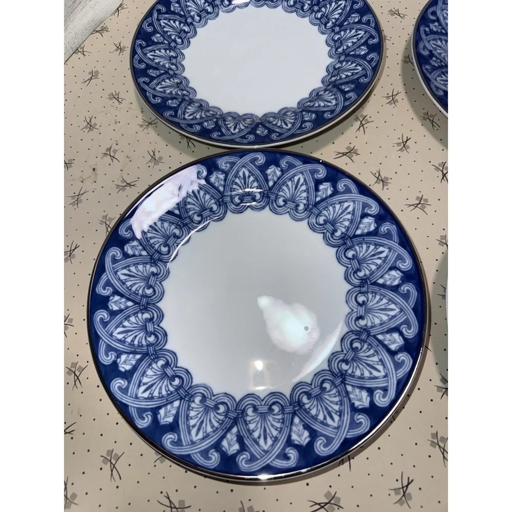 BOMBAY - Arabesque Tile Blue And White - Salad Plate - Set of 4 ..7 7/8